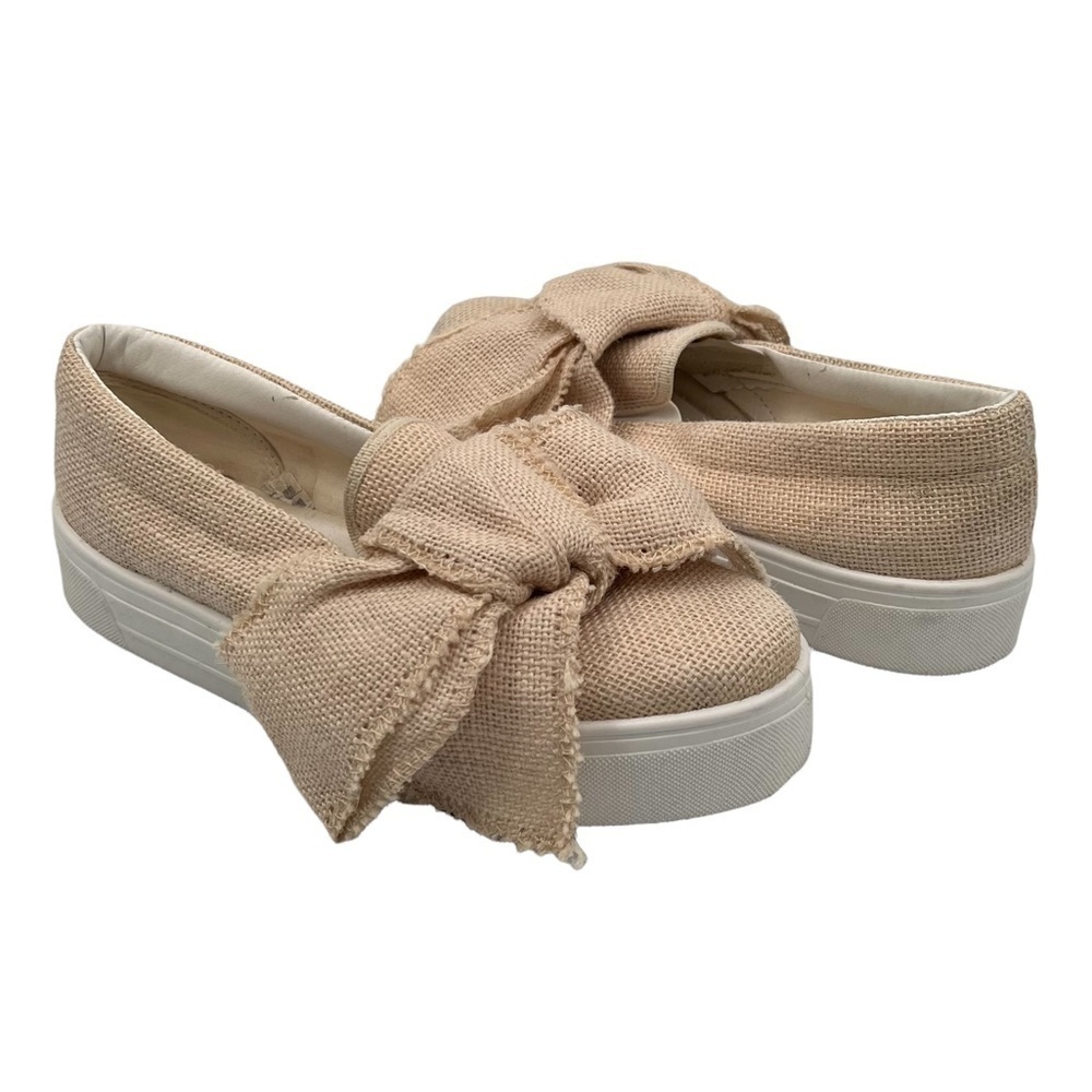 Topshop Nude Burlap Oversized Bow Platform Sneakers Size 39 Women's